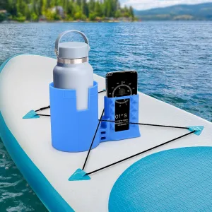 Large Non-Tipping Paddle Board Cup Holder with Phone Holder Kayak Accessories,2 in 1 Stand Up Paddleboard Drink Holder Multi-Functional Anti Spill,Silicone Sup Drink Holder Grip Boarding(Blue)