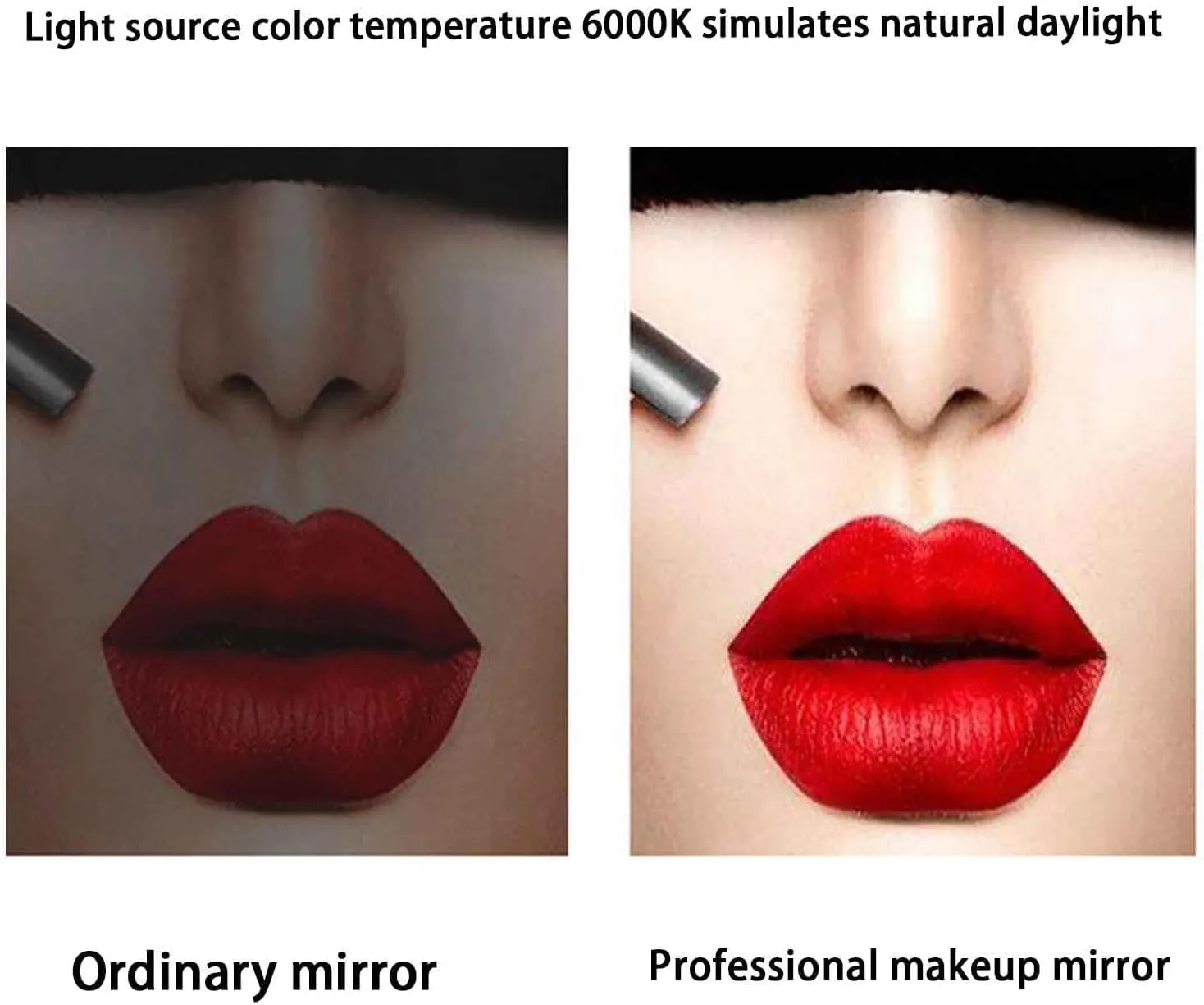 Large Round Mirror Lighted Makeup Mirror, LED Makeup Mirror ，Round Tabletop Desktop Smart Touch Control Lighted Up Mirror for GirlBlack,30cm