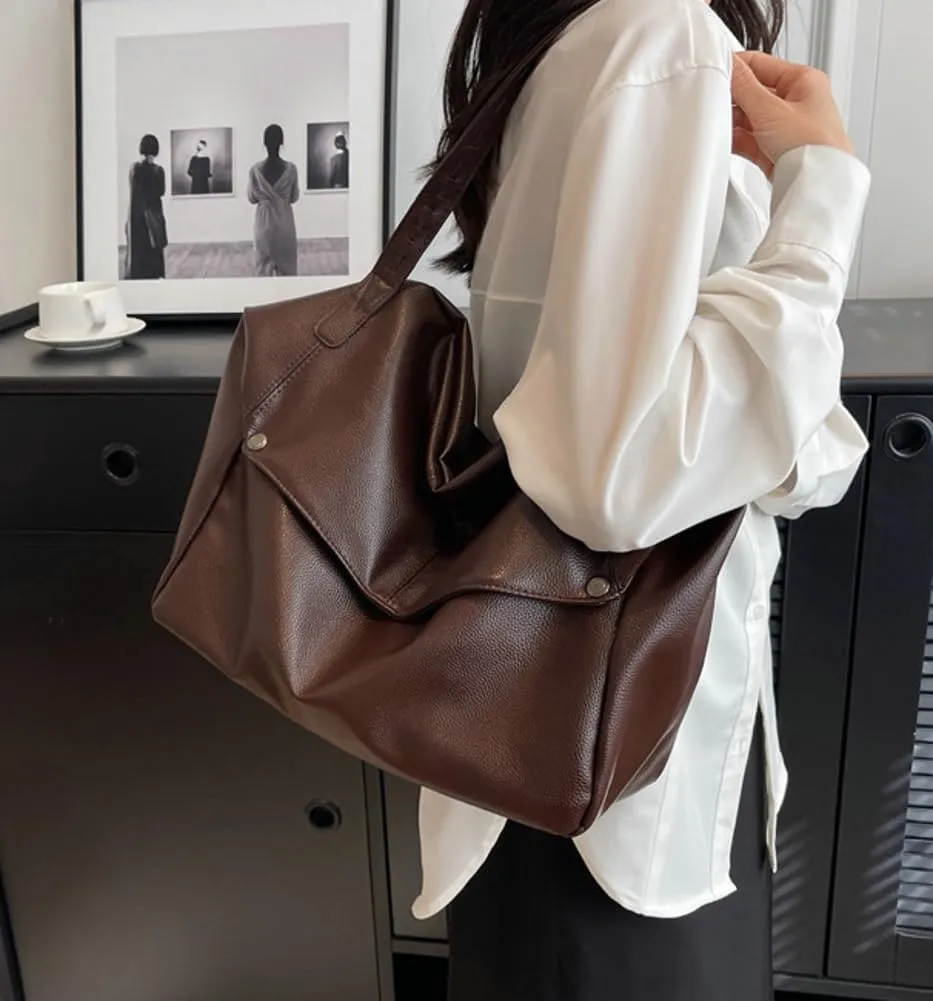 Large Tote Bag Women PU Leather Shoulder Bags Trendy Hobo Purses and Handbags with Adjustable Shoulder Strap 2025