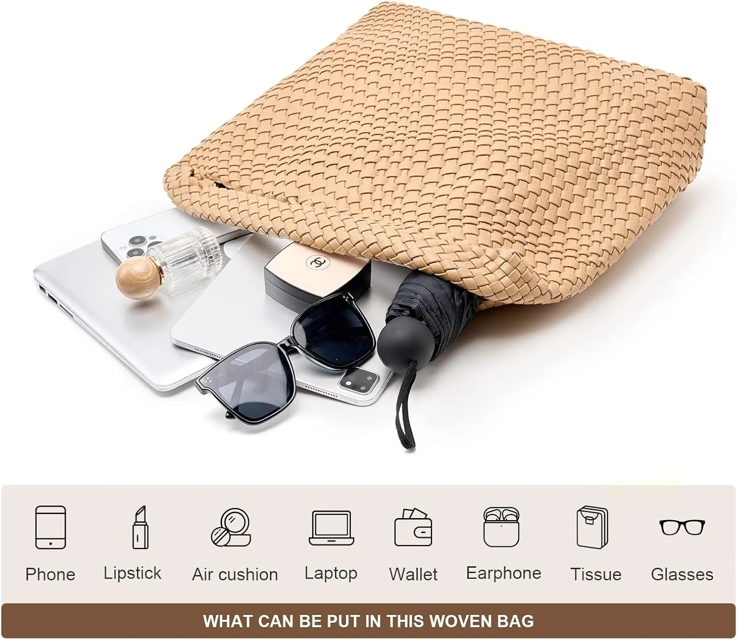 Large Woven Tote Bag for Women Weave Purse Woven Leather Handbag