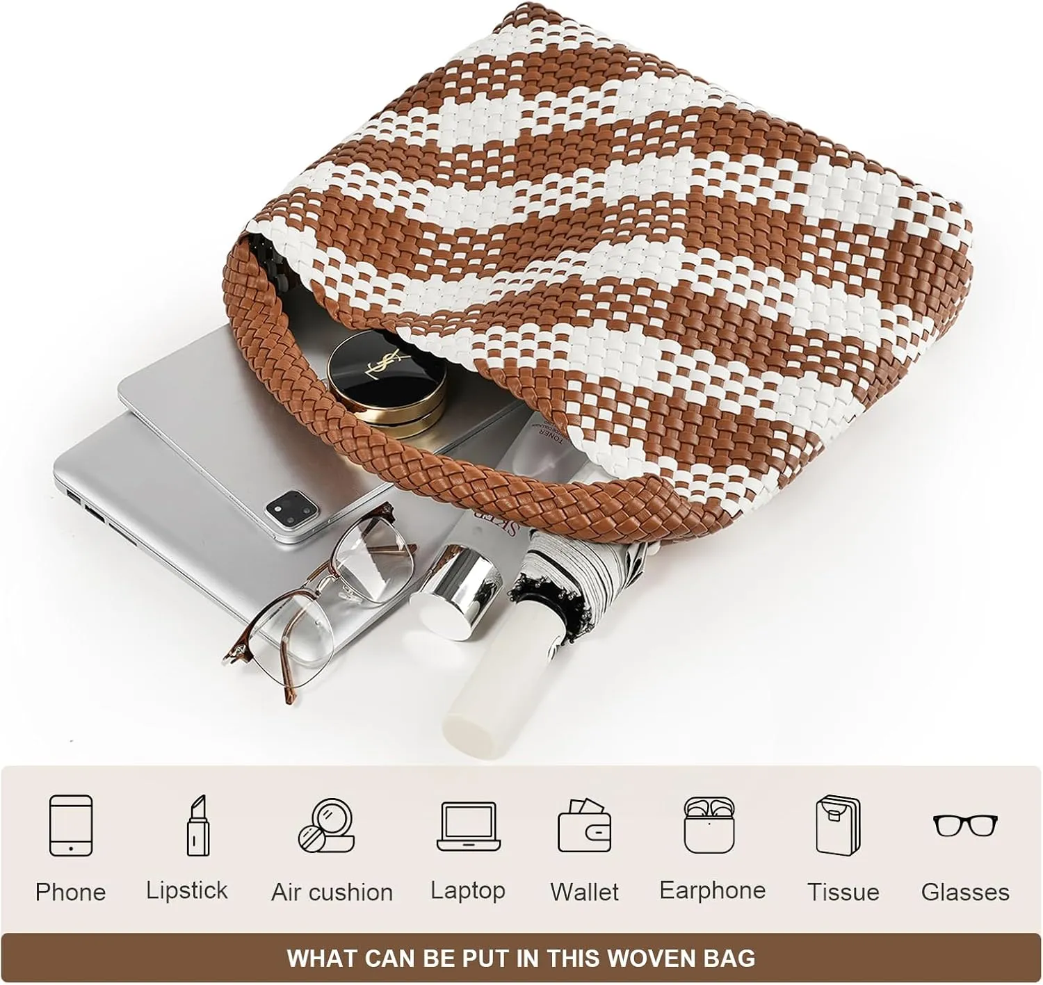 Large Woven Tote Bag for Women Weave Purse Woven Leather Handbag