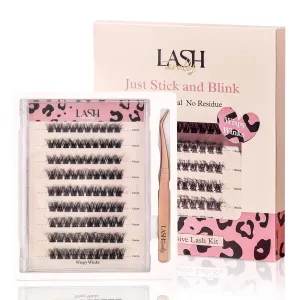 【Lashterally】Makeup #Wispy Winks 10-14mm Self-adhesive Glue free Easy Removal DIY lash Extensions natural classic version 5D Upgrade DCurl Thick natural False Eyelashes 90 clusters Tweezer free