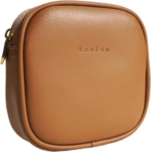 Leather Cosmetic Bag for Women Small Zipper Makeup Bag for Purse Waterproof Travel Makeup Organizer Charger Storage Pouch Color Brown