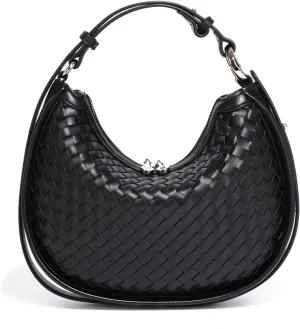 Leather Crescent Bag - Woven Tote & Hobo Handbags - Satchel Bag