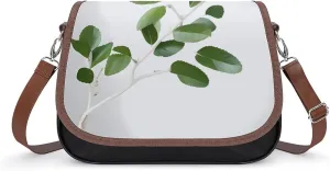 Leather Shoulder Bag for Women White Natural Greenery Twig Crossbody Bags Small Shoulder Handbags Weekender Bag Shopper Handbag Travel Purse