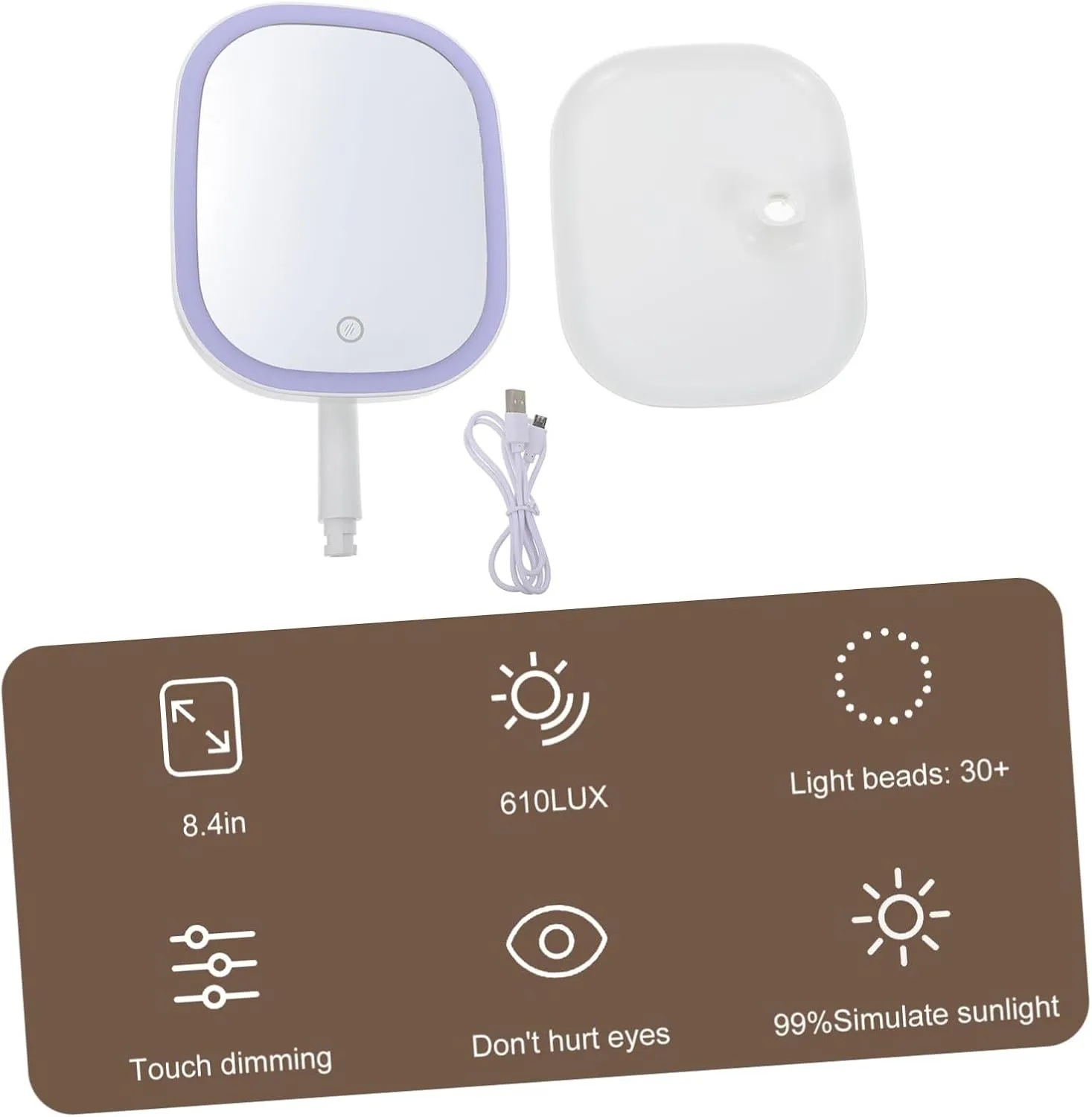 Led Makeup Mirror 3 Colors Light Touch Control Compact Desktop Mirror for Women Bedroom Bathroom