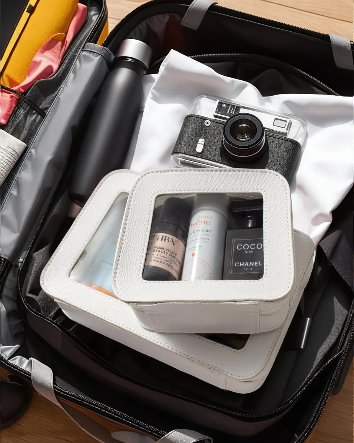 LETGO Clear Makeup Bag Set for Women Portable Clear Makeup Bag Cute Waterproof Travel Cosmetic Bag for Car Essentials for Women(White, Standard   Mini)