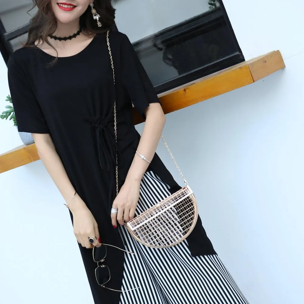LETODE Women's Elegant Chain Cross-body Bag Metal Hollow Cage Clutch