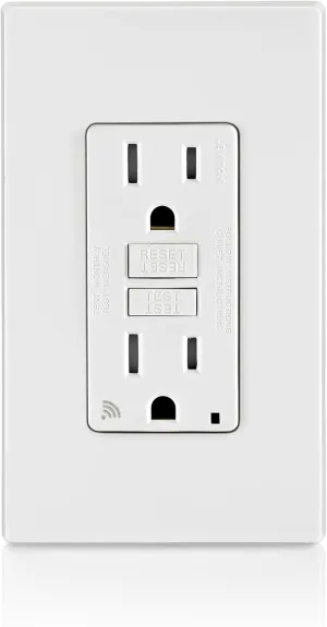 Leviton Smart GFCI, 15 Amp, Self Test, Tamper-Resistant with LED Indicator Light, Send Notifications Directly to Your Smartphone, D2GF1-KW, White