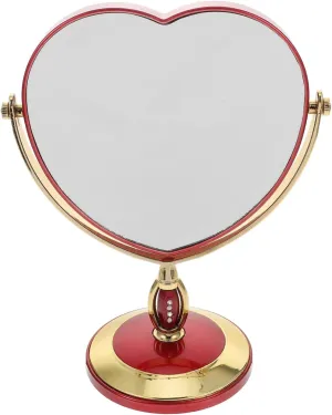 LIFKOME 1Pc Heart Shaped Makeup Mirror Double Sided Tabletop Mirror for Cosmetics Elegant Design for Dressing Table Bedroom Travel Use