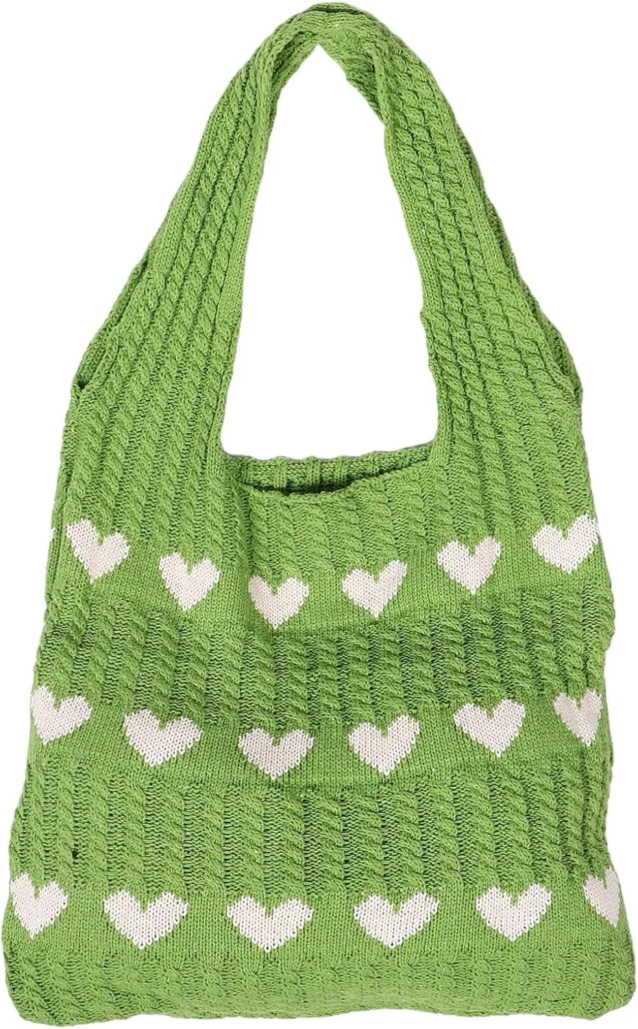 LIFKOME Stylish Handmade Purse Woven Tote Bag Heart Pattern Knitted Shoulder Bag for Women Small Knit Beach Graphic Aesthetic Women's Crossbody