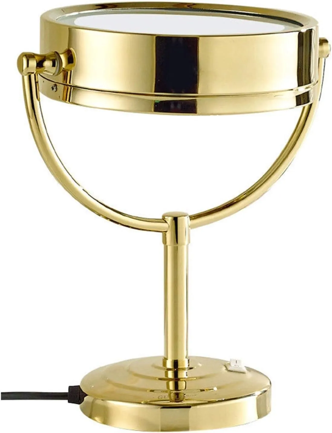 Lighted Makeup Mirror, LED Vanity Mirror, Makeup Mirror with Lights, 8 Inch Brass Double Sided Led Mirror, Magnification Countertop Vanity Mirrors, 360° Rotation Illuminated Cosmetic Mirror with Swit