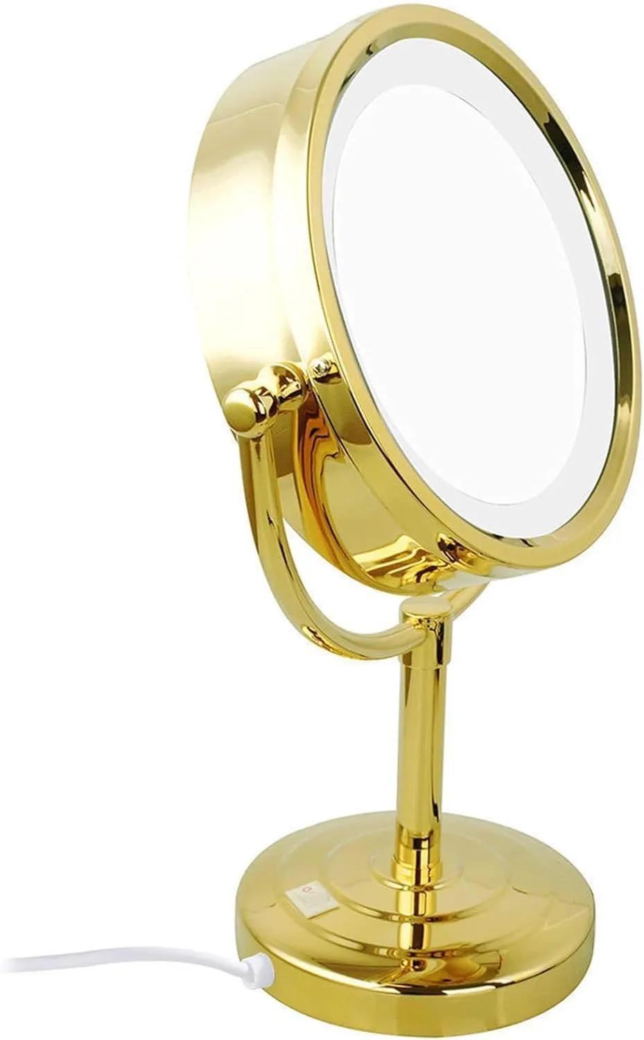 Lighted Makeup Mirror, LED Vanity Mirror, Makeup Mirror with Lights, 8 Inch Brass Double Sided Led Mirror, Magnification Countertop Vanity Mirrors, 360° Rotation Illuminated Cosmetic Mirror with Swit