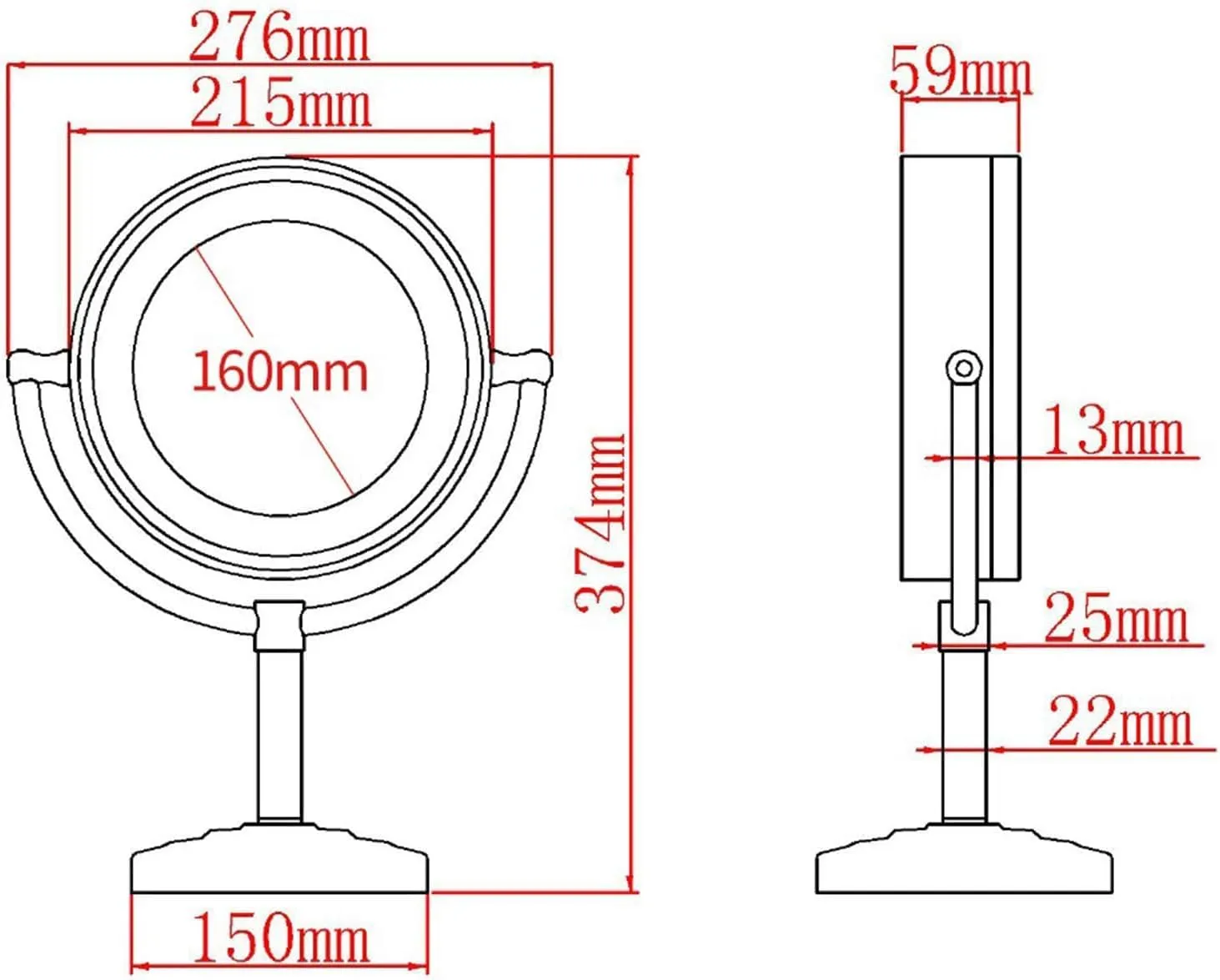 Lighted Makeup Mirror, LED Vanity Mirror, Makeup Mirror with Lights, 8 Inch Brass Double Sided Led Mirror, Magnification Countertop Vanity Mirrors, 360° Rotation Illuminated Cosmetic Mirror with Swit