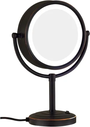 Lighted Makeup Mirror, Makeup Mirror with Lights, 8 Inch Brass Double Sided Led Mirror, Magnification Countertop Vanity Mirrors, 360° Rotation Illuminated Cosmetic Mirror with Switch and Plug(Size:10X