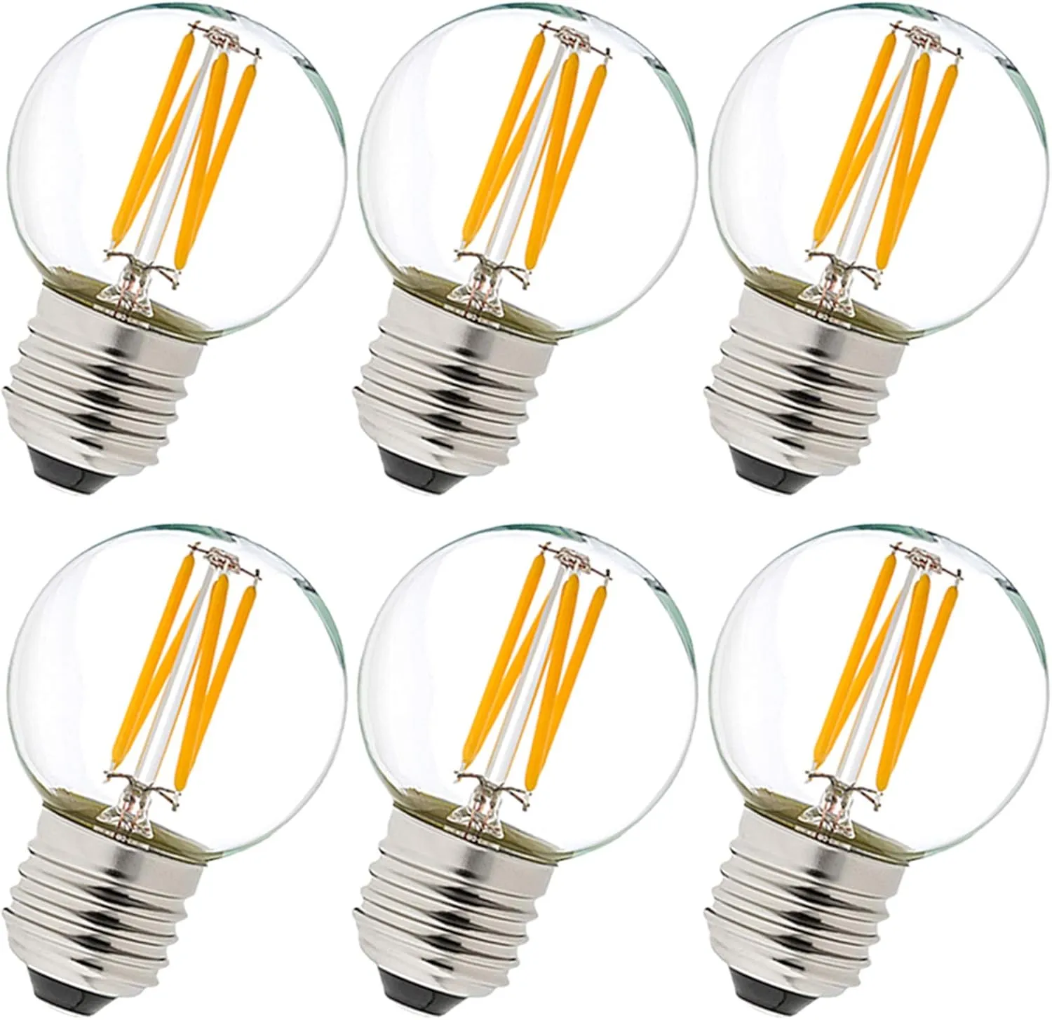 LiteHistory Dimmable Wall sconces Edison Bulb G16.5 6W Equal 60 watt AC120V Warm 2700K E26 Light Bulb for Pendant,Chandeliers,Vanity, 600lm 6Pack