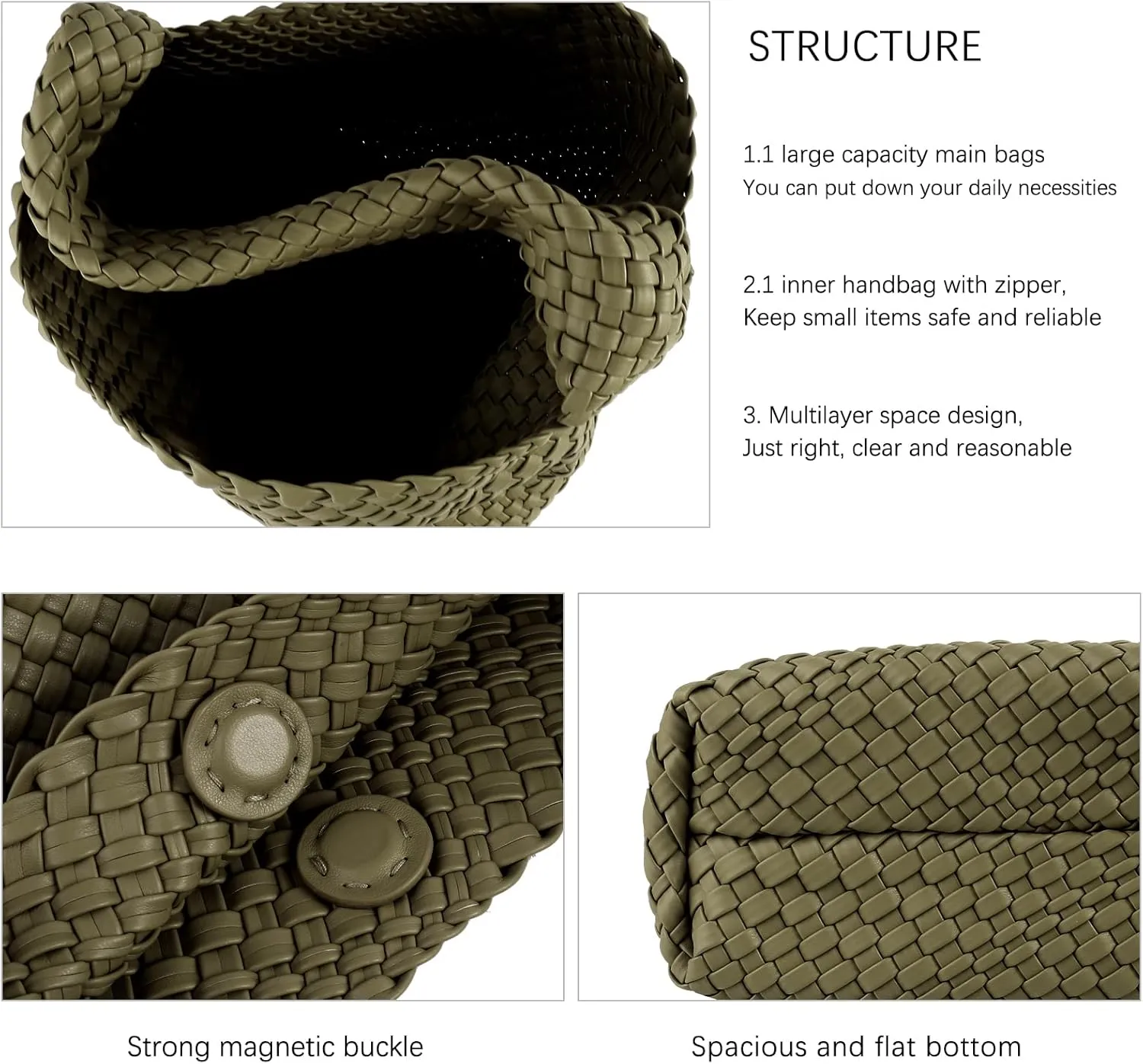 LMKIDS Women Vegan Leather Hand-Woven Tote Handbag Fashion Shoulder Top-handle Bag All-Match Underarm Bag with Purse