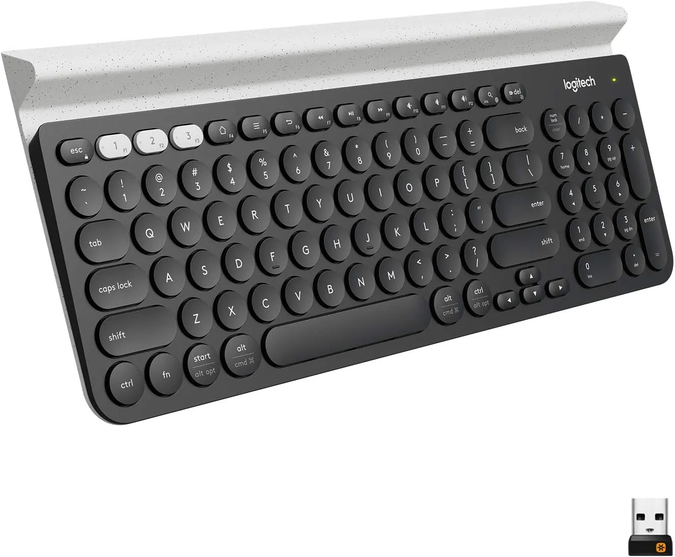 Logitech K780 Multi-Device Wireless Keyboard for Computer, Phone and Tablet – FLOW Cross-Computer Control Compatible - Speckles, White