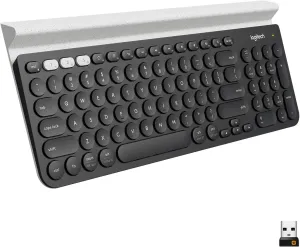 Logitech K780 Multi-Device Wireless Keyboard for Computer, Phone and Tablet – FLOW Cross-Computer Control Compatible - Speckles, White
