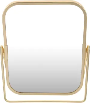 Lurrose Double-Sided Makeup Mirror Gold Mirror with Stand Vintage Tabletop Makeup Mirror for Bathroom Bedroom Home Decoration