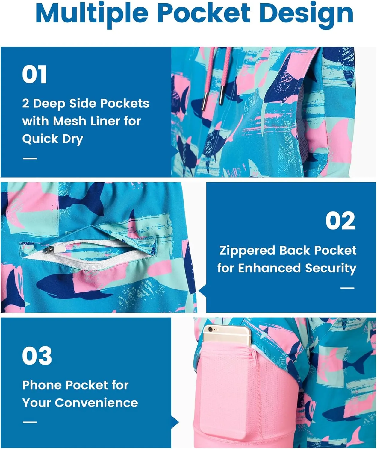 maamgic Mens Swim Trunks with Compression Liner 7 Inch Inseam Mens Bathing Suit Quick Dry Swimming Trunks Swimsuit