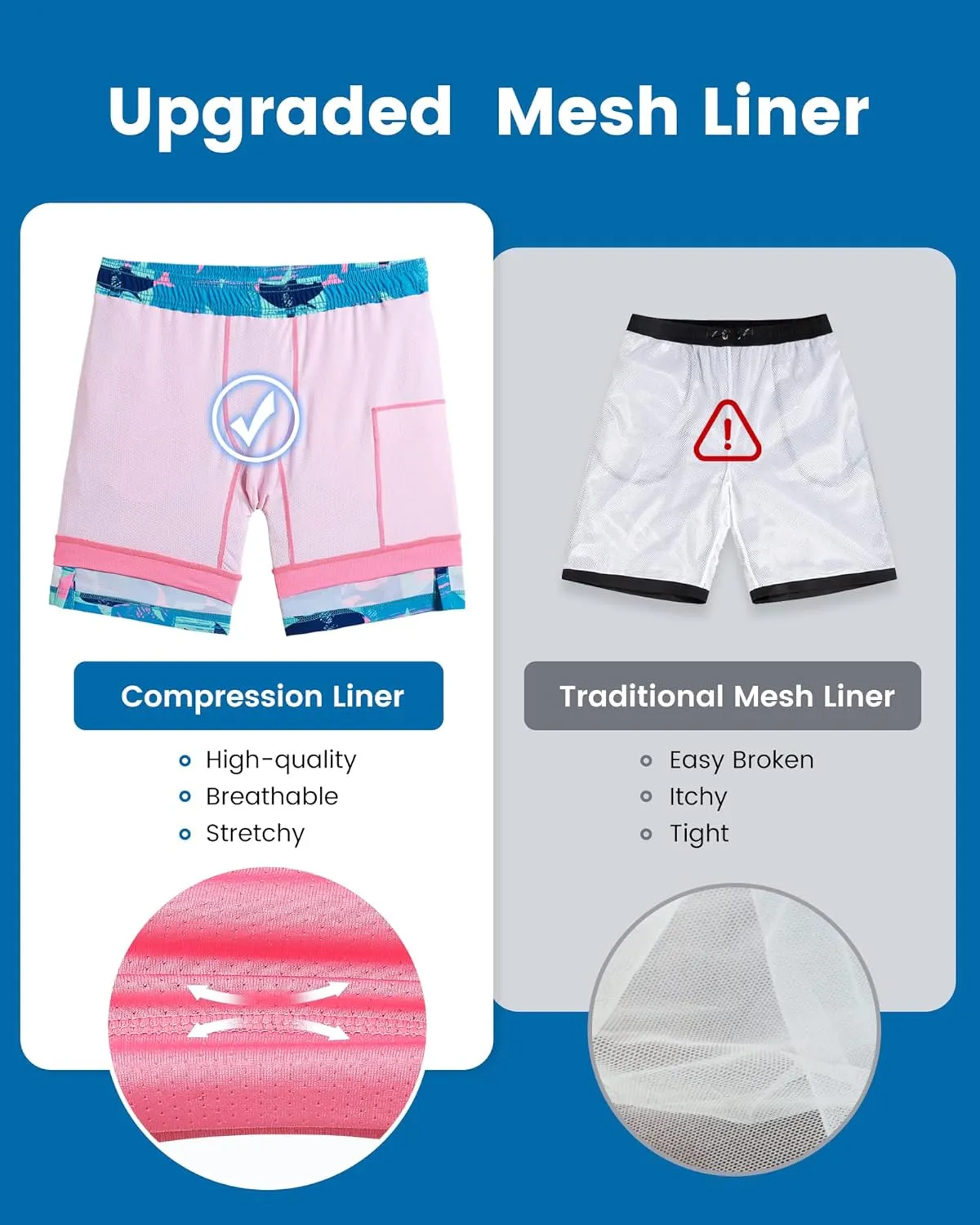maamgic Mens Swim Trunks with Compression Liner 7 Inch Inseam Mens Bathing Suit Quick Dry Swimming Trunks Swimsuit