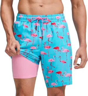 maamgic Mens Swim Trunks with Compression Liner 9 Inch Stretch Quick Dry Swim Shorts with Zipper Pockets Swimwear