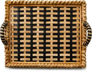 MACKENZIE-CHILDS Lanai Tray with Handles, Woven Rectangular Tray for Serving