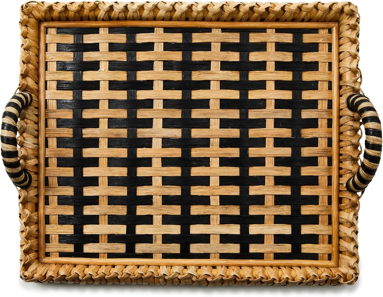 MACKENZIE-CHILDS Lanai Tray with Handles, Woven Rectangular Tray for Serving