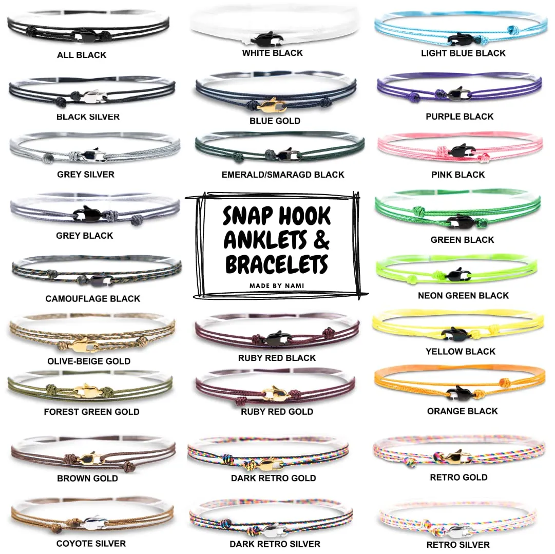 Made by Nami Surfer Anklet with Snap Hook Clasp Waterproof & Adjustable Thin String Ankle Bracelets for Women and Men Handmade Jewelry for Beach and Music Festival Accessories (Retro Gold)
