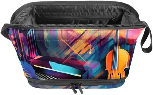 Makeup Bag Small,Makeup Travel Bag,Abstract Jazz Art Music Instruments,Makeup Organizer Bag