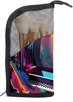 Makeup Bag Small,Makeup Travel Bag,Abstract Jazz Art Music Instruments,Makeup Organizer Bag