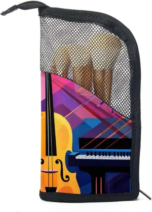 Makeup Bag Small,Makeup Travel Bag,Abstract Jazz Art Music Instruments,Makeup Organizer Bag