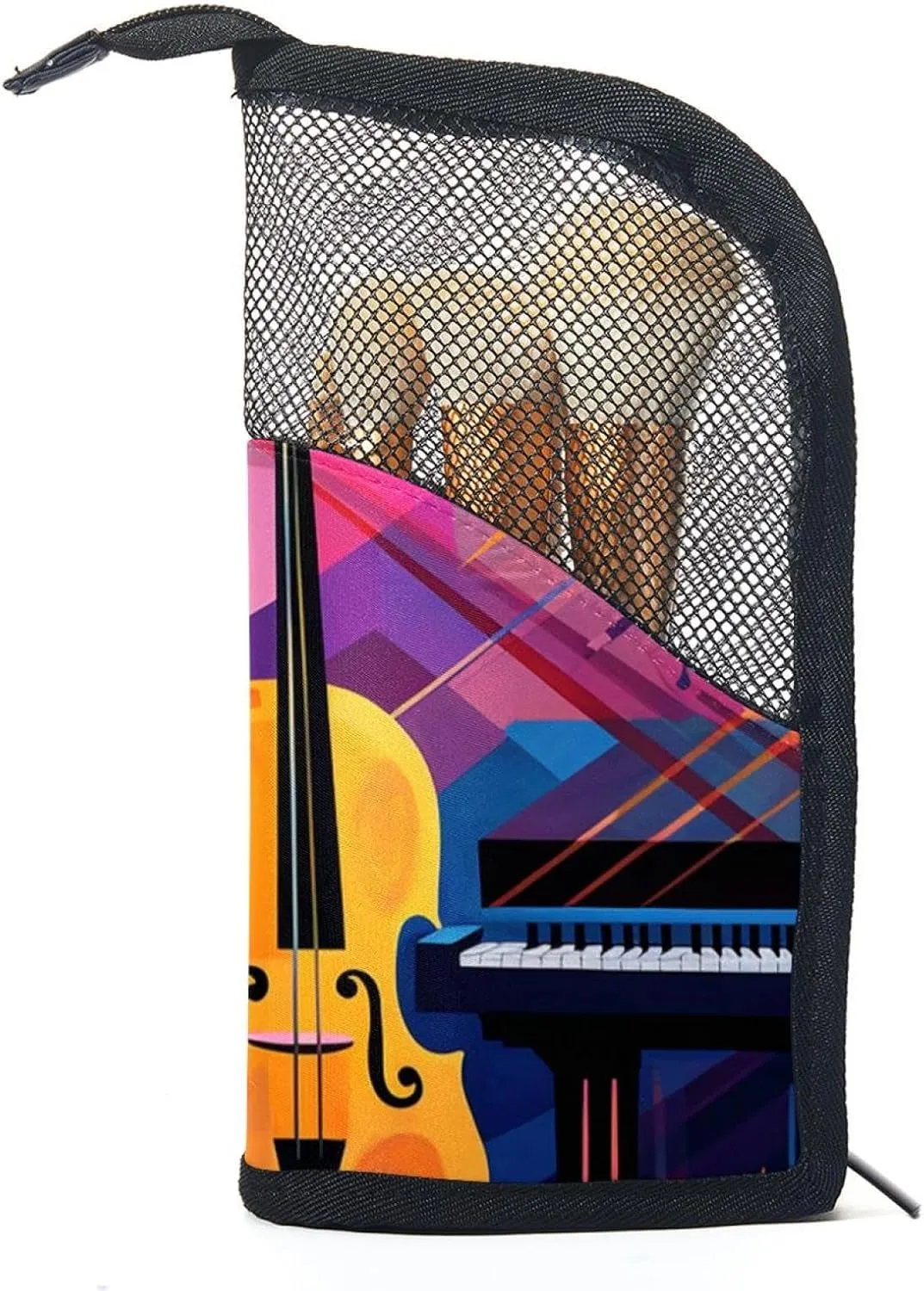 Makeup Bag Small,Makeup Travel Bag,Abstract Jazz Art Music Instruments,Makeup Organizer Bag