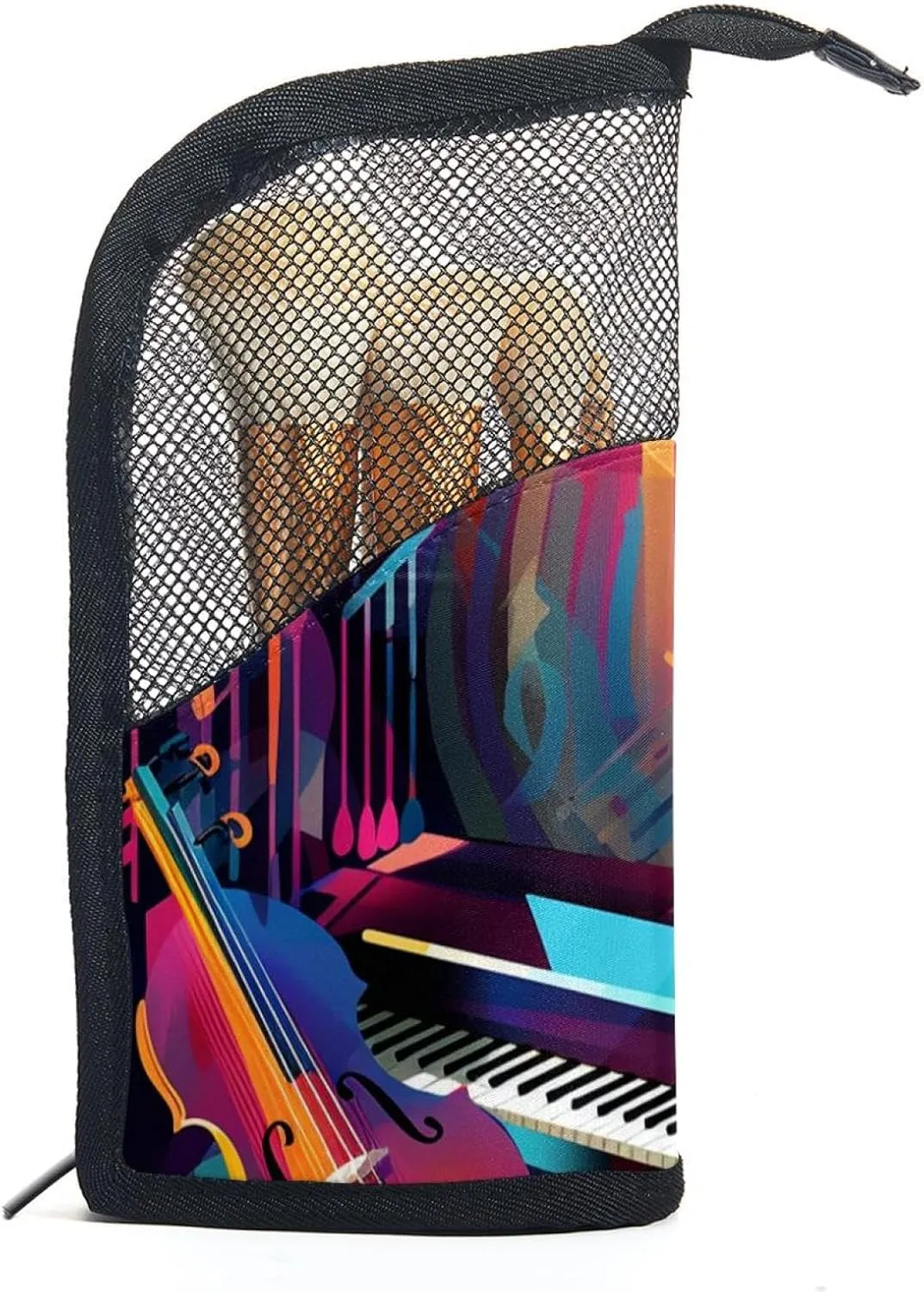 Makeup Bag Small,Makeup Travel Bag,Abstract Jazz Art Music Instruments,Makeup Organizer Bag
