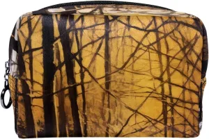 Makeup Bag Small,Makeup Travel Bag,Winter Forest Tree Path,Makeup Organizer Bag