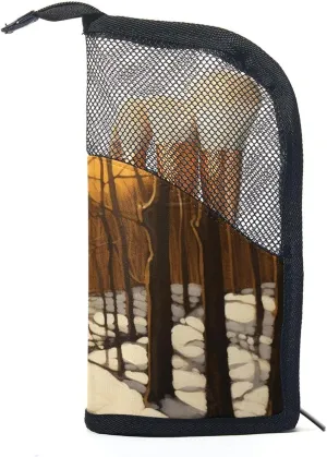 Makeup Bag Small,Makeup Travel Bag,Winter Forest Tree Path,Makeup Organizer Bag