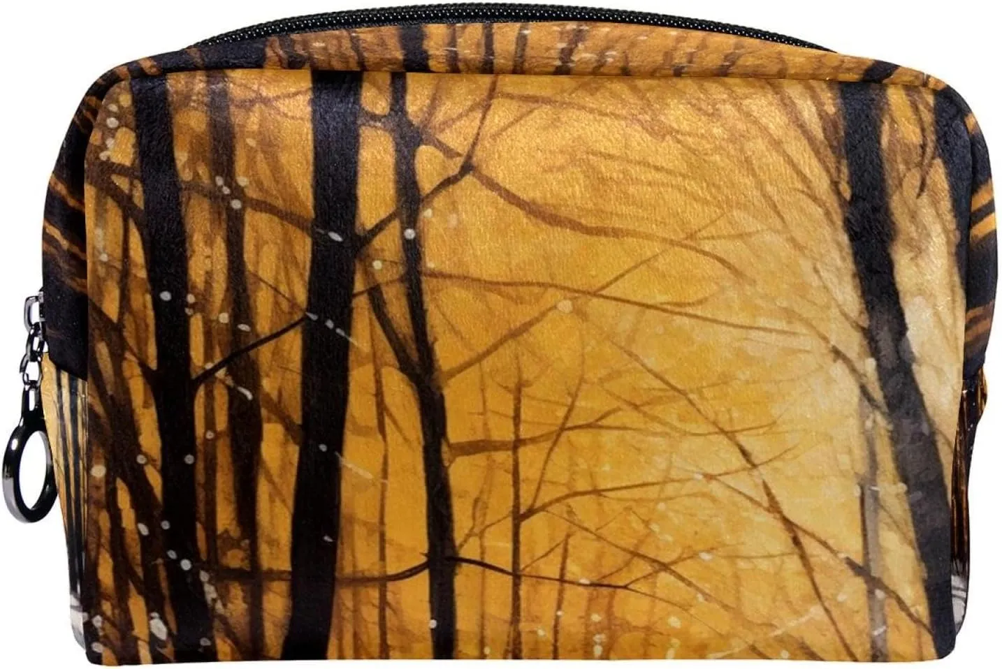 Makeup Bag Small,Makeup Travel Bag,Winter Forest Tree Path,Makeup Organizer Bag