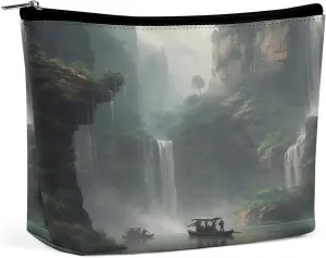 Makeup Bag Travel Cosmetic Bag Portable Boat And Waterfall Toiletry Bag Large Capacity Zipper Pouch Makeup Organizer Case Waterproof Toiletry Pouch for Women Men