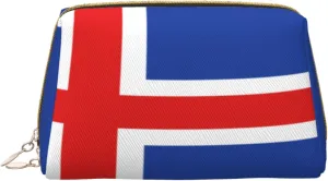 Makeup Bag Women Toiletrie Showe Brush Skin Care Travel Organizer Purse Me Large Makeup Purse Accessories, Tote Flag of Iceland