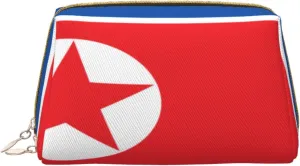 Makeup Bag Women Toiletrie Showe Brush Skin Care Travel Organizer Purse Me Large Makeup Purse Accessories, Tote North Korean flag