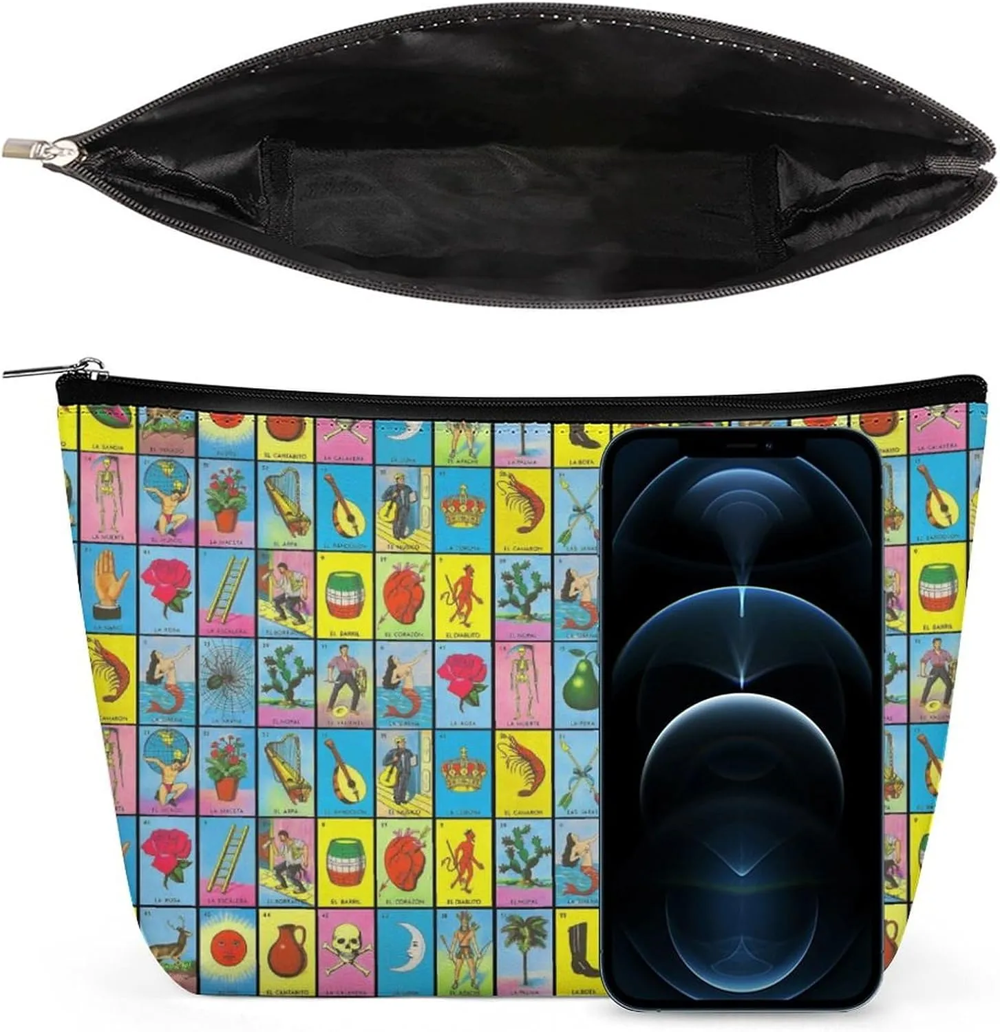 Makeup Bags Cosmetic Pouch Travel Zipper Cosmetic Organizer 3D Printed Toiletry Bag Printing Pencil Bag for Women Supplies Gifts (Mexican Tarot Card Art)