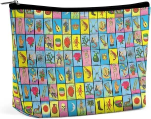 Makeup Bags Cosmetic Pouch Travel Zipper Cosmetic Organizer 3D Printed Toiletry Bag Printing Pencil Bag for Women Supplies Gifts (Mexican Tarot Card Art)