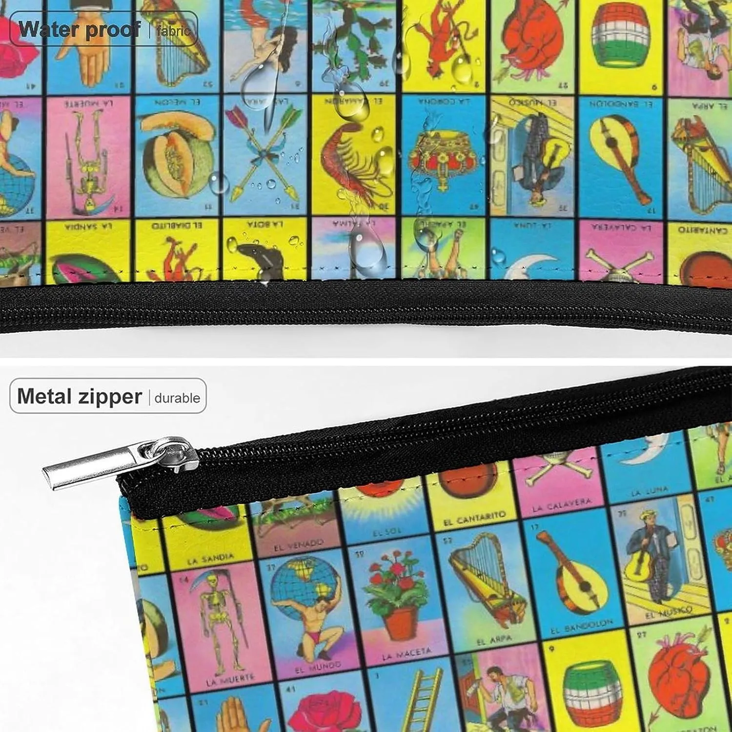 Makeup Bags Cosmetic Pouch Travel Zipper Cosmetic Organizer 3D Printed Toiletry Bag Printing Pencil Bag for Women Supplies Gifts (Mexican Tarot Card Art)