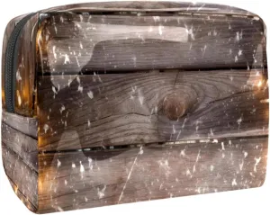 Makeup Bags for Women,Toiletry Bag for Men,Christmas Lights Decoration Wood Planks,Travel Cosmetic Bag
