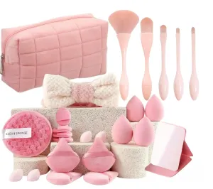 Makeup Brush Set 25 PCS Makeup Tool Set Premium Synthetic Foundation Powder Concealers Eyeshadow Blush Makeup Brushes Kit with Mirror & Cosmetic Bag for Travel, Dating Makeup