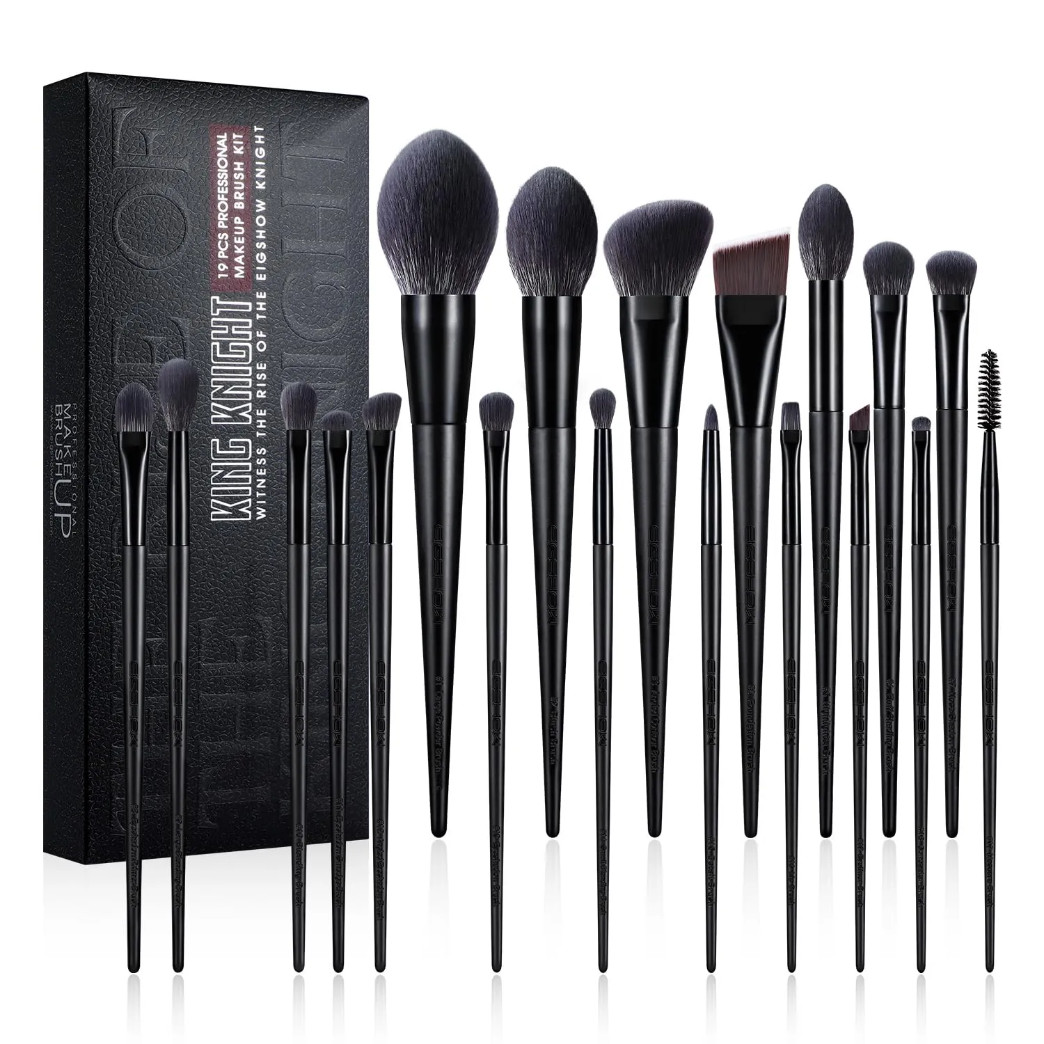 Makeup Brushes, EIGSHOWBEAUTY 19 PCS Makeup Brush Set Premium Synthetic Powder Foundation Contour Blush Concealer Eye Shadow Blending - Black