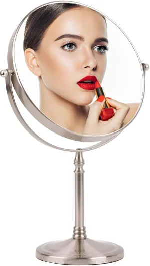 Makeup Mirror 8" Magnifying Mirror 1/10X Magnification, Large Table top Double-Sided Swivel Vanity Mirror Chrome Finish