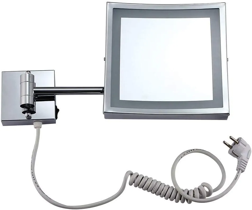 Makeup Mirror Bathroom Wall-Mounted Square Metal Foldable Retractable Rotary Beauty Mirror 9 Inches