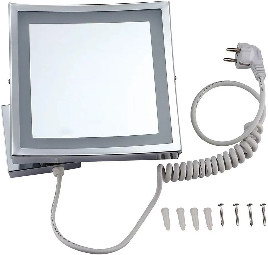 Makeup Mirror Bathroom Wall-Mounted Square Metal Foldable Retractable Rotary Beauty Mirror 9 Inches